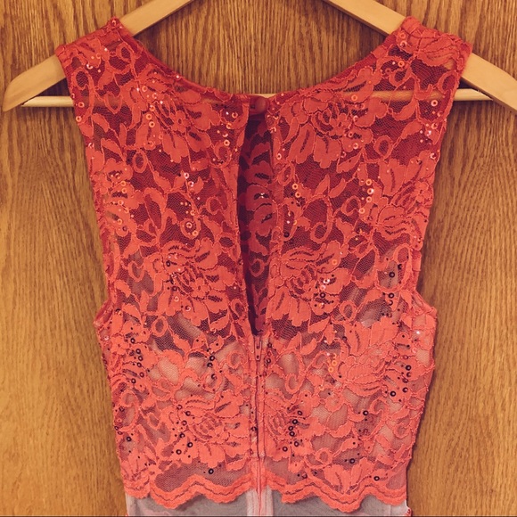 B. Smart Peach Formal Floor Length Gown - Picture 5 of 7